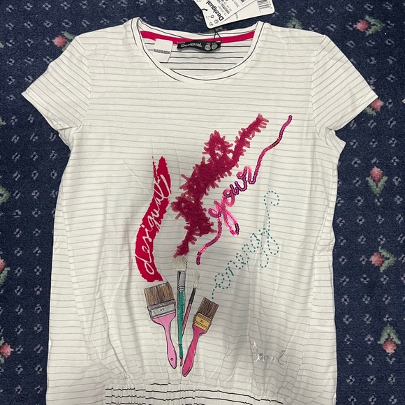 Desigual Other - Desigual White Paintbrush Kids T-Shirt